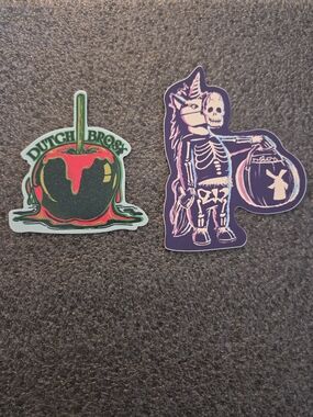 Dutch Bros Candy Apple And Unicorn Skeleton Sticker